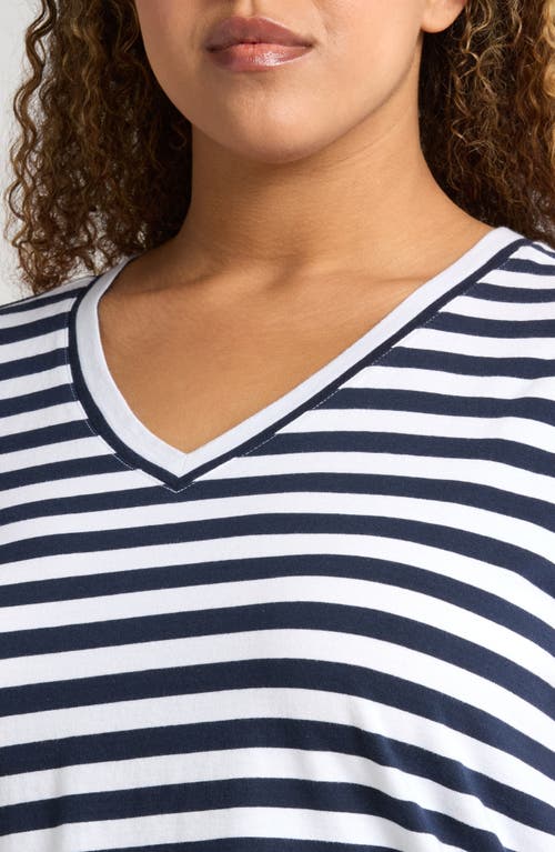 CASLON CASLON® STRIPE V-NECK COTTON T-SHIRT