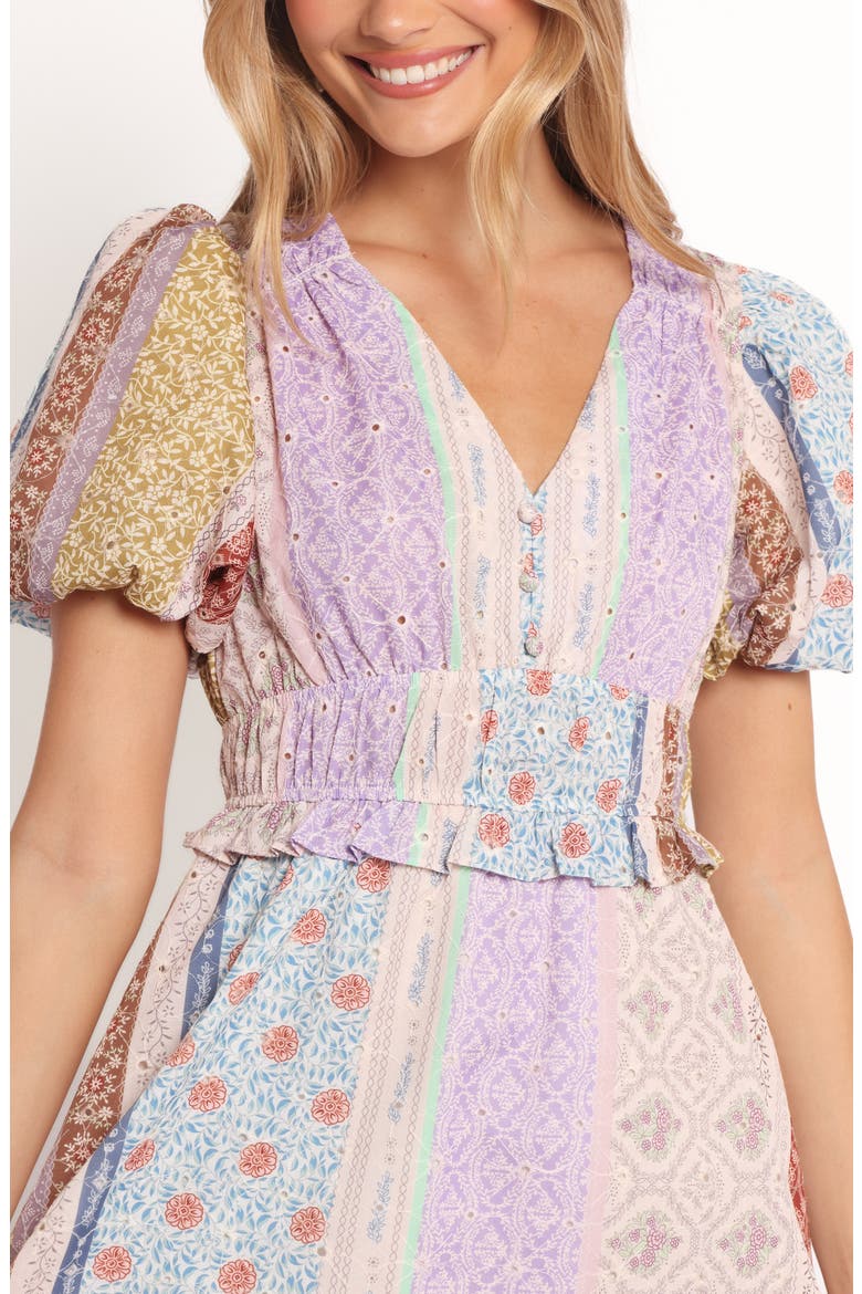 Verona Patchwork Print Midi Dress, Alternate, color, BOTANIC MULTI