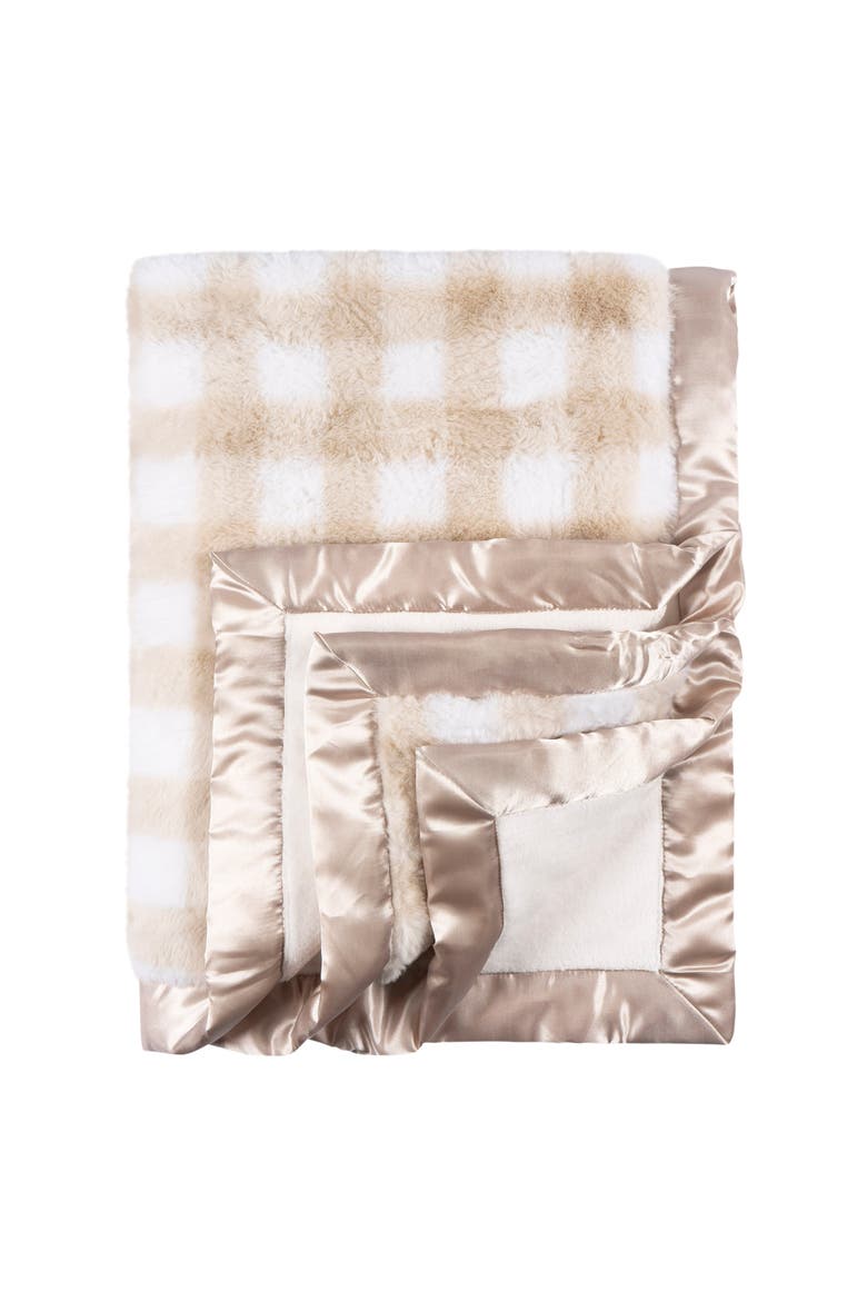 Plaid Plush Blanket with Satin Trim, Main, color, Tan Plaid
