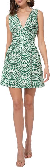 Maris Embroidered Sleeveless Cotton Fit & Flare Dress