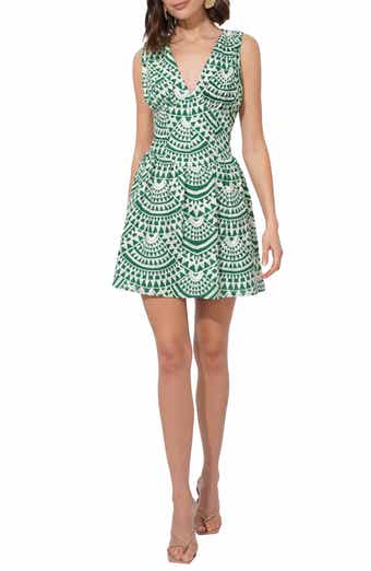 Adelyn Rae Maris Embroidered Sleeveless Cotton Fit & Flare Dress