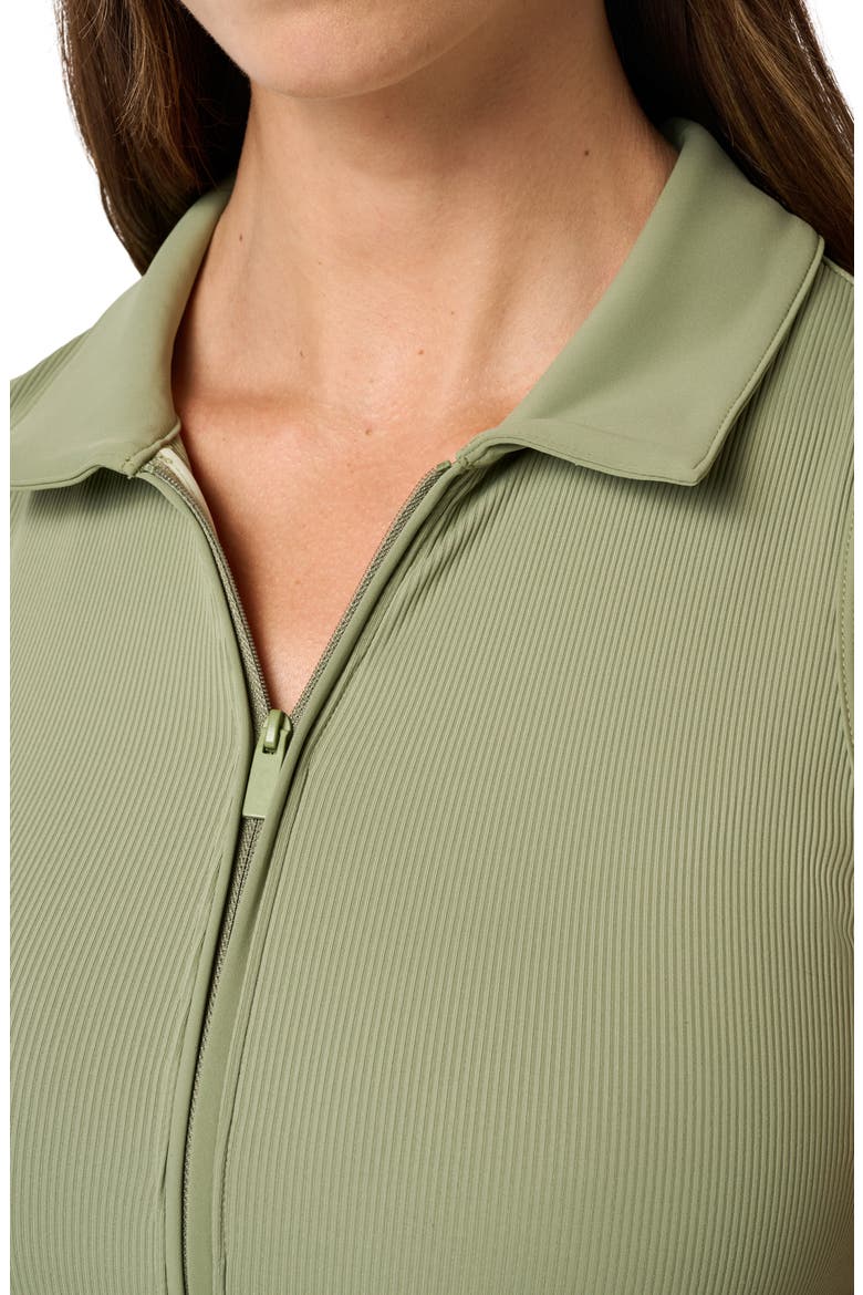 Moveknit Zip Crop Top, Alternate, color, OIL GREEN