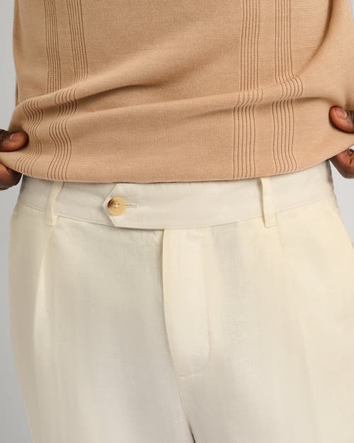 Onia Linen Tapered Pleated Trouser In White