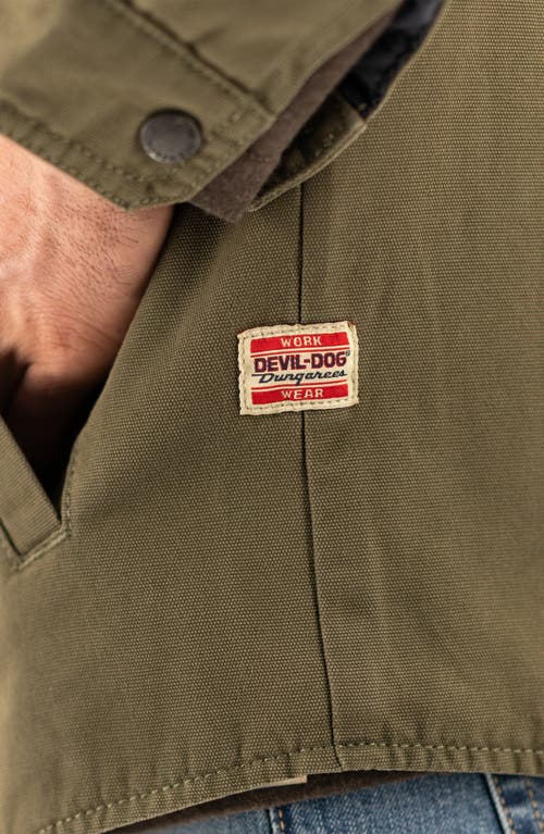Devil-dog Dungarees Insulated Cotton Canvas Deck Jacket In Green