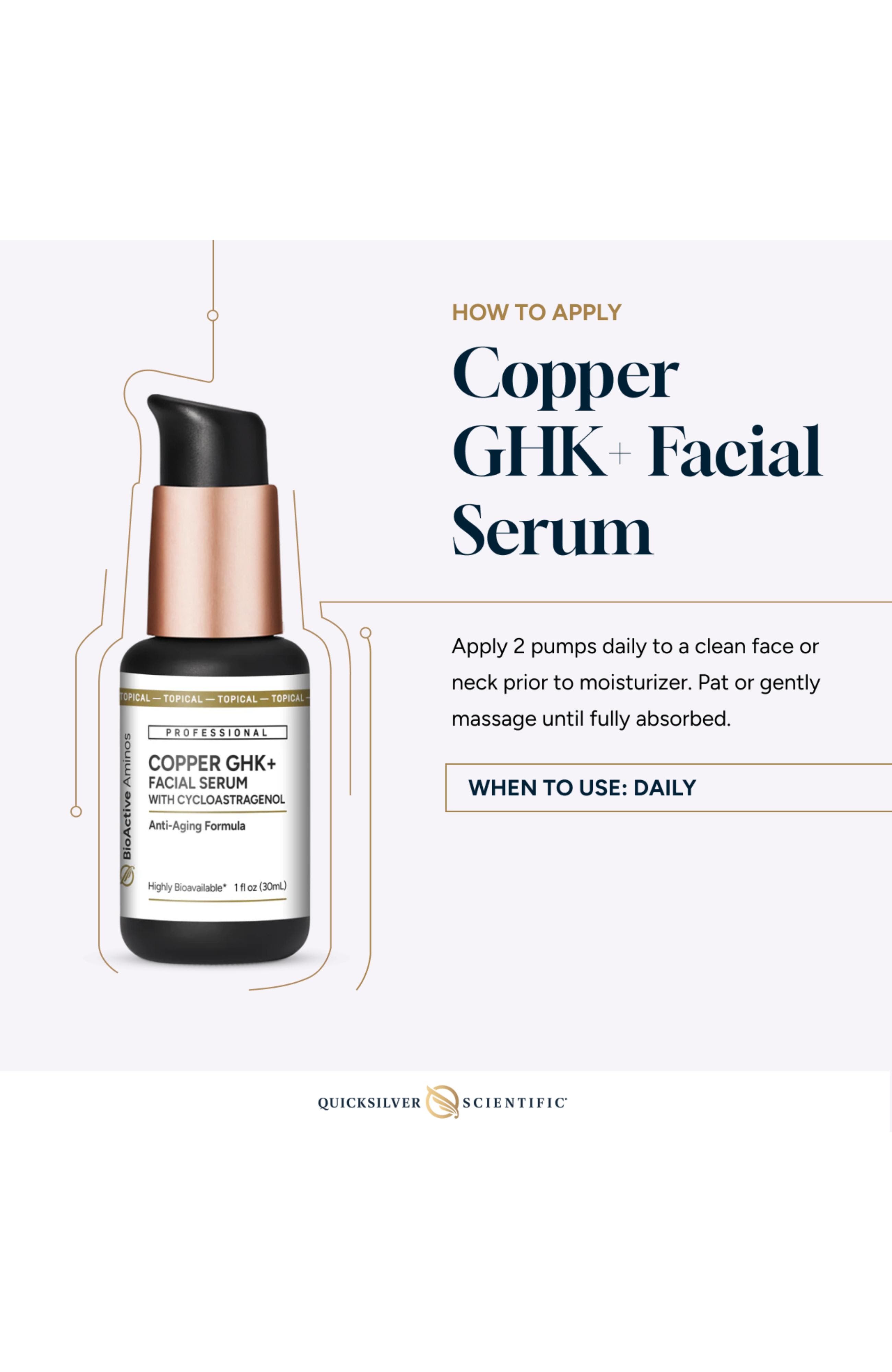 Quicksilver Scientific Copper GHK Plus Topical Peptide Facial Serum