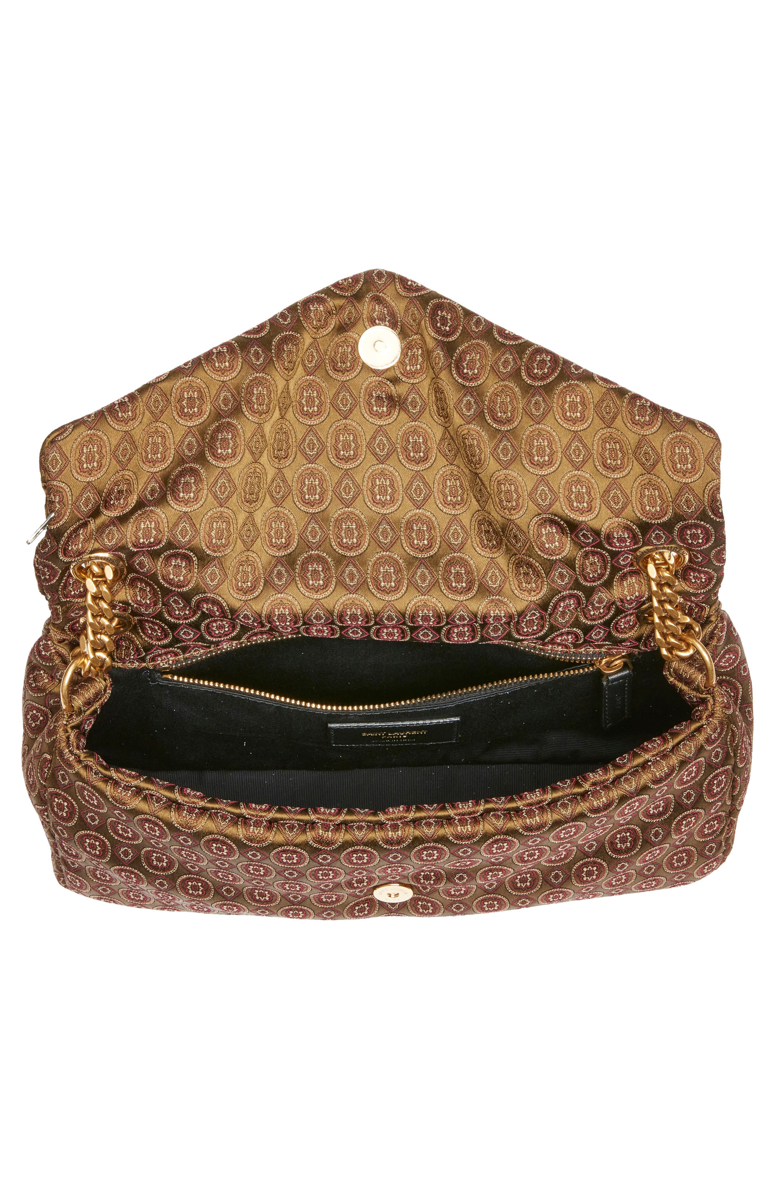 Saint Laurent Small Calypso Jacquard Shoulder Bag, Alternate, color, Ocre Multicolor