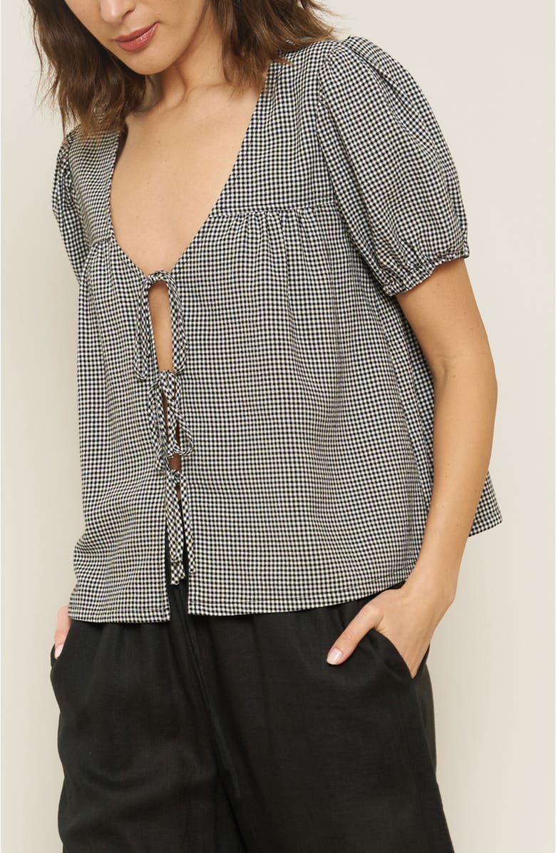Whimsy + Row Birdie Top, Alternate, color, Black Gingham