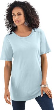 Roaman's Plus Size Cotton Ultimate Crewneck Tee