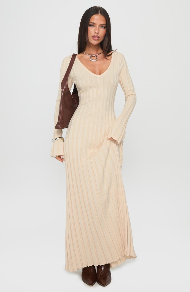 Princess Polly Gratuita Long Sleeve Maxi Sweater Dress, Alternate, color, Cream