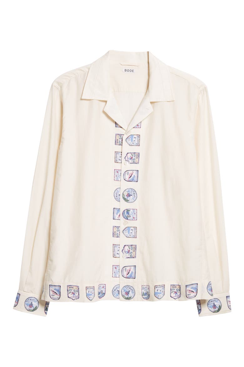 Ski Season Long Sleeve Cotton & Silk Button-Up Shirt, Alternate, color, ECRU