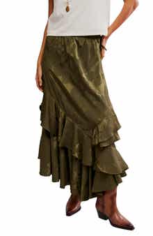 Free People Promenade Jacquard Ruffle Maxi Skirt