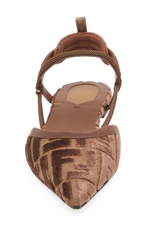 Fendi Women 'colibrì Lite' Brown Flat Slingback With All-over Ff Motif In Cotton Woman In Multi