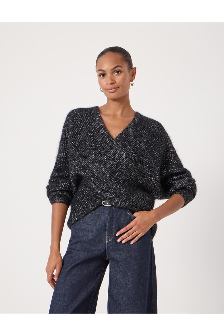 Betty Wool Blend Metallic Sweater, Main, color, Silver Metallic