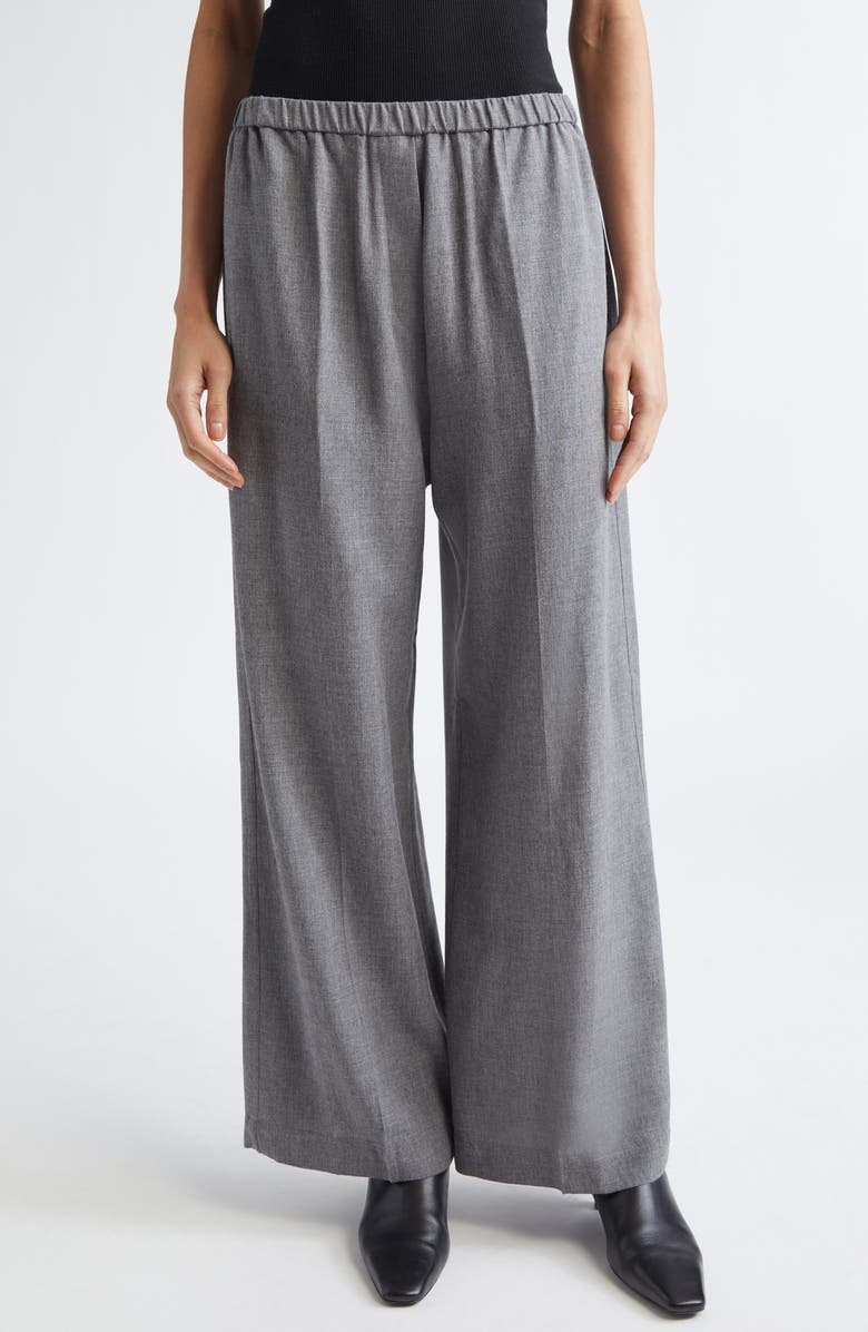 TOTEME Fluid Pleated Trousers, Main, color, Mid Grey Melange