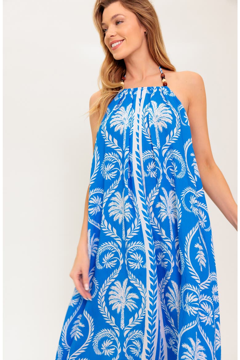 Tropical Print Halter Maxi Dress, Alternate, color, BLUE/ WHITE