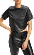 Good American Crop Faux Leather Tee