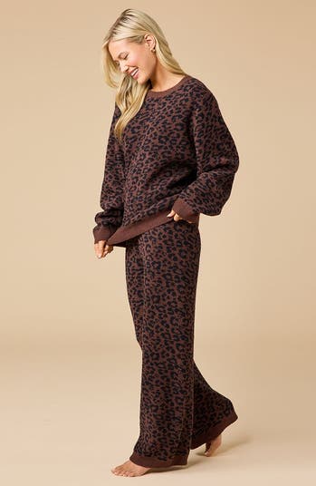 Marshmallow Leopard Crew Neck Lounge Set