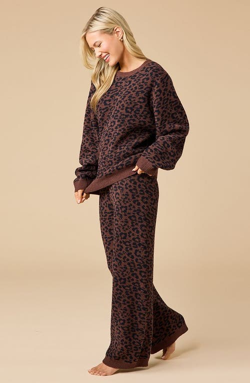 Softies Marshmallow Leopard Crew Neck Lounge Set In Brown