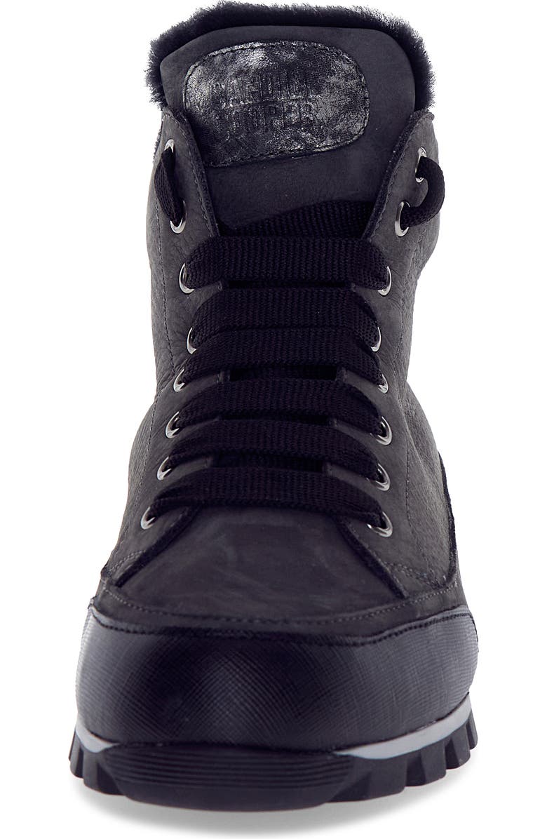 Candice Cooper Runlo Waterproof Genuine Shearling Lined High Top Sneaker, Alternate, color, Black Anthracite
