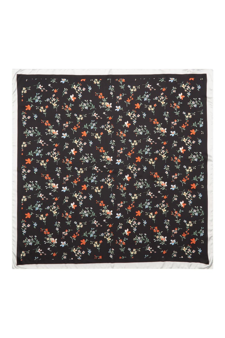 Ditsy Floral Print Scarf, Alternate, color, BLACK-MULTI