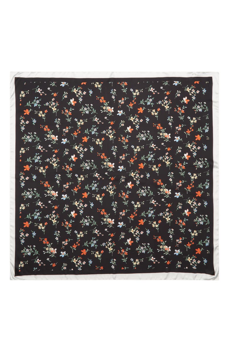 Tasha Ditsy Floral Print Scarf, Alternate, color, Black-Multi