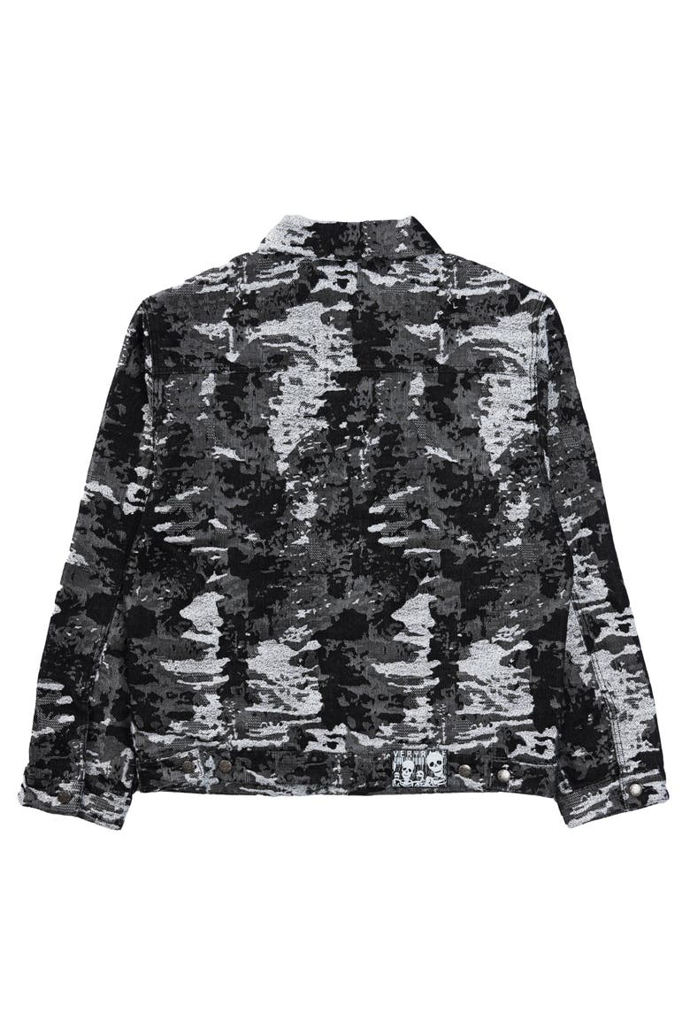 Devil Slayer Camo Jacquard Trucker Jacket, Alternate, color, BLACK