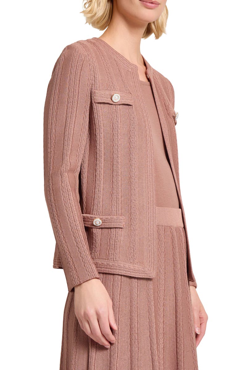 Misook Heritage Braided Cable Soft Knit Jacket, Alternate, color, Charmeuse