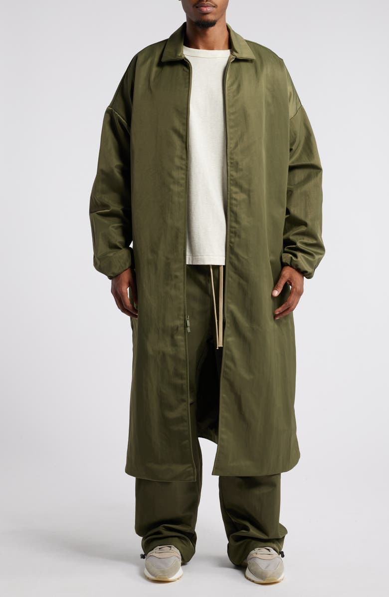 Fear of God Essentials Gender Inclusive Embroidered Logo Textured Nylon Car Coat, Main, color, 