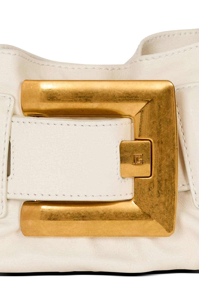 Balmain Mini Anthem Leather Shoulder Bag, Alternate, color, Cream