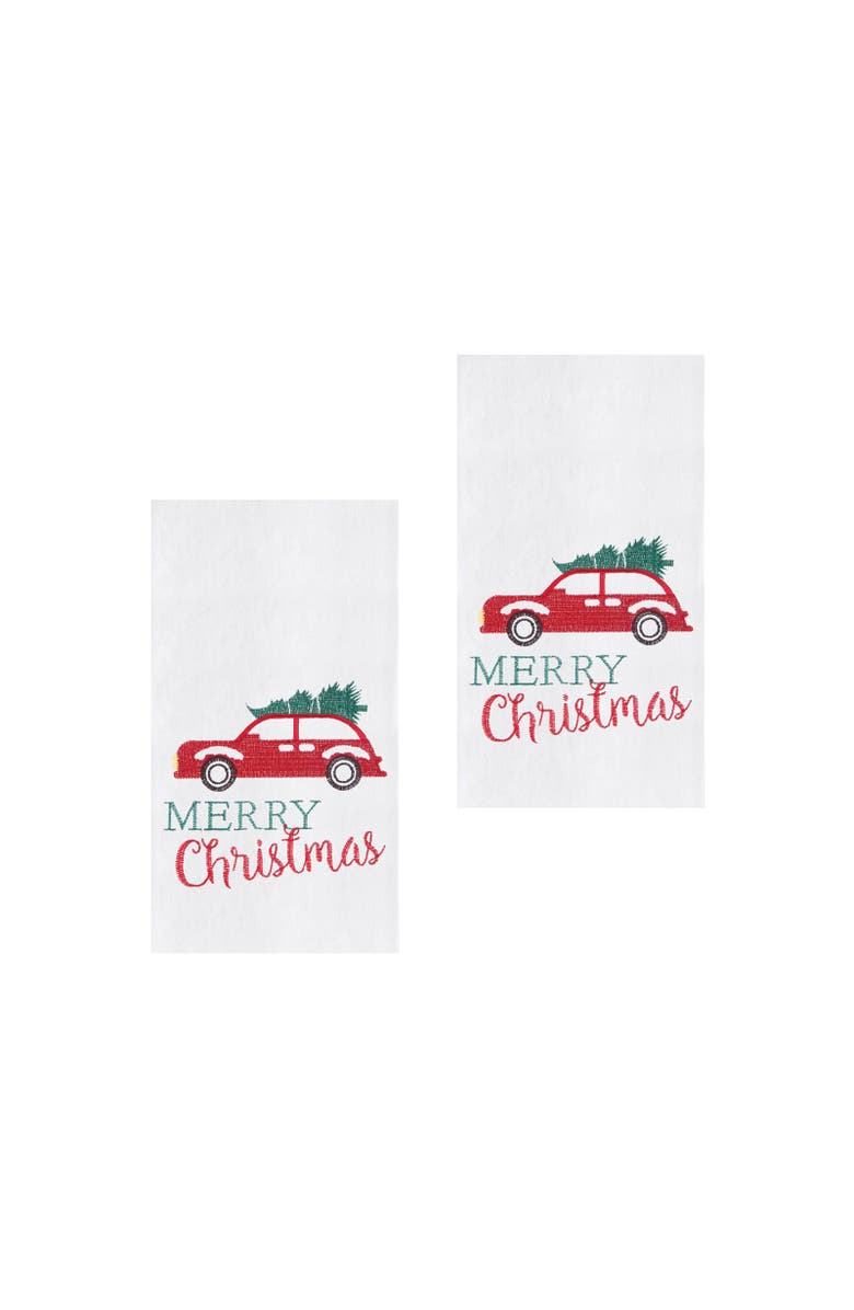 C&F Home Holiday Car Cotton Flour Sack Kitchen Towel Set of 2, Alternate, color, White