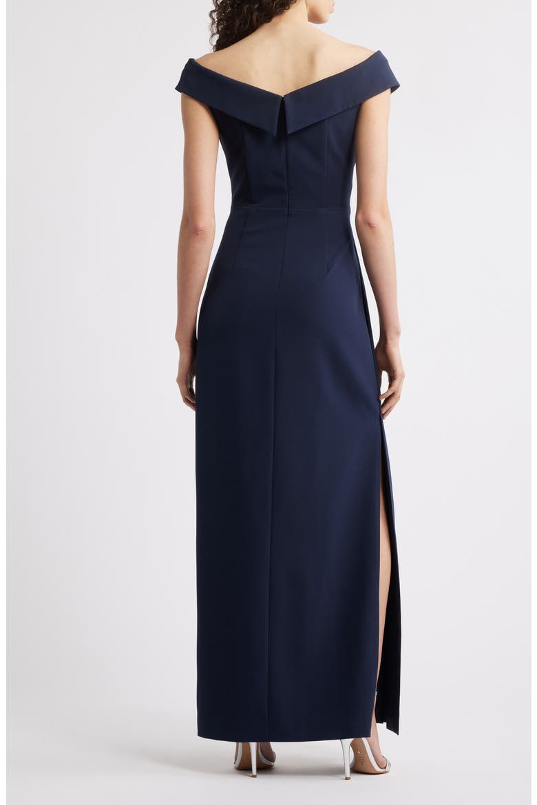 Social Portrait Collar Laguna Crepe Gown, Alternate, color, NAVY