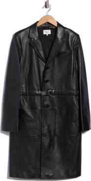 FRAME The Long Leather Belted Jacket