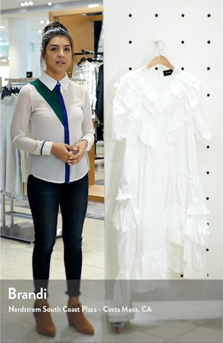 Asymmetrical Ruffle Cotton Poplin Midi Dress, sales video thumbnail