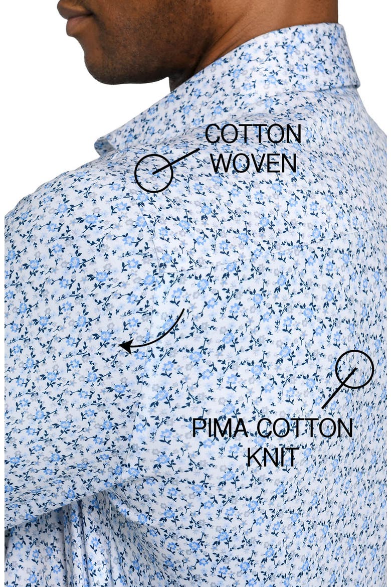 Slim Fit Floral Stem Reworked Button-Up Shirt, Alternate, color, WHITE/ BLUE