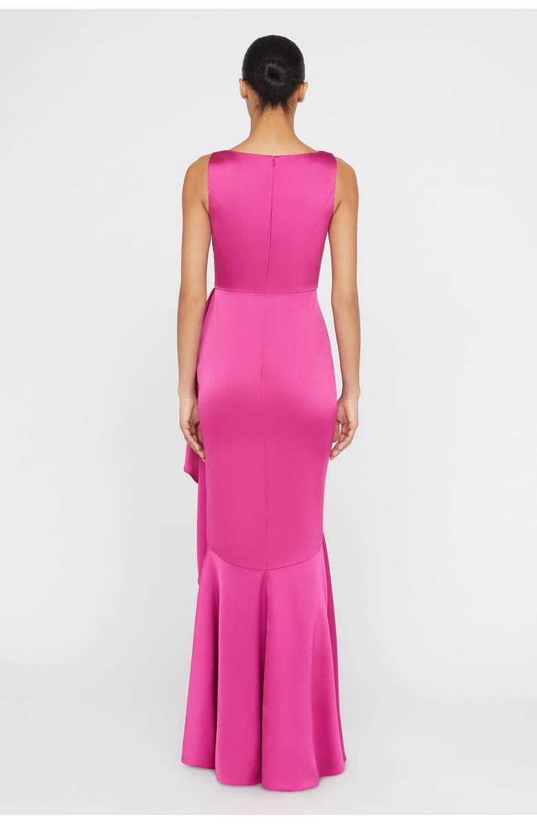 Theia Harper Draped Wrap Bateau Neck Satin Faux Wrap Gown, Alternate, color, Shadow Rose