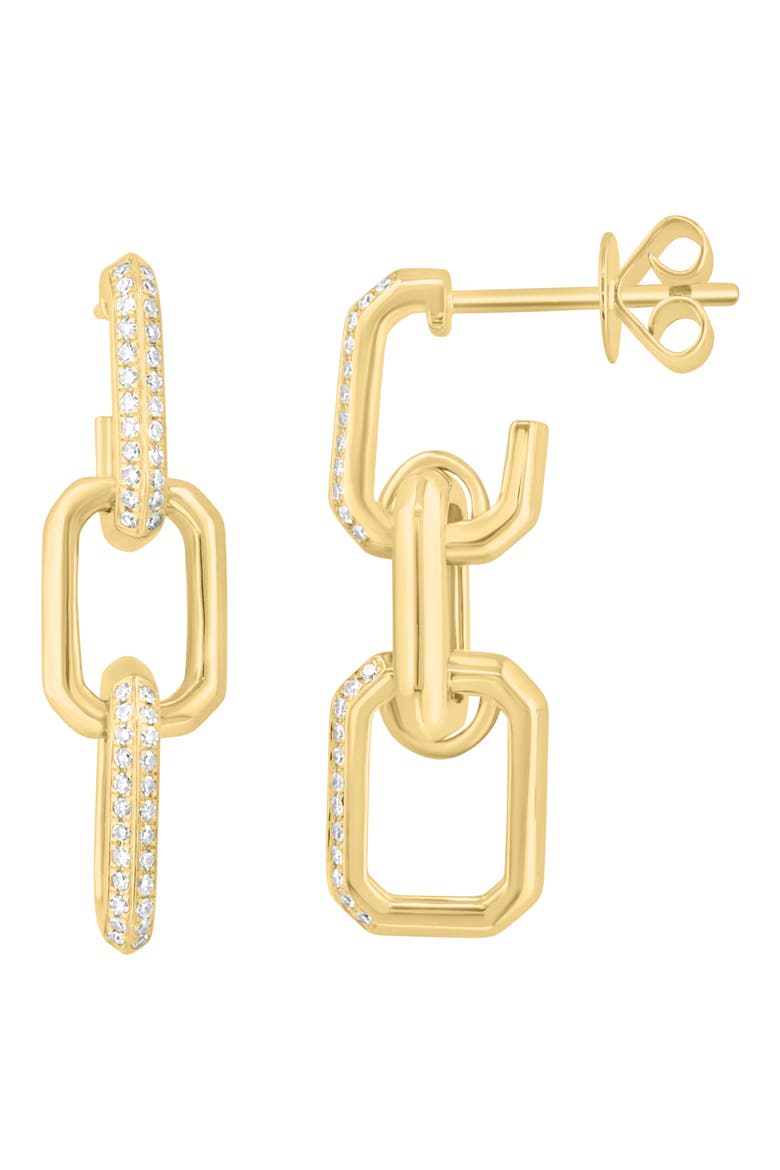 14k Gold Plated Diamond Link Drop Earrings, Main, color, GOLD