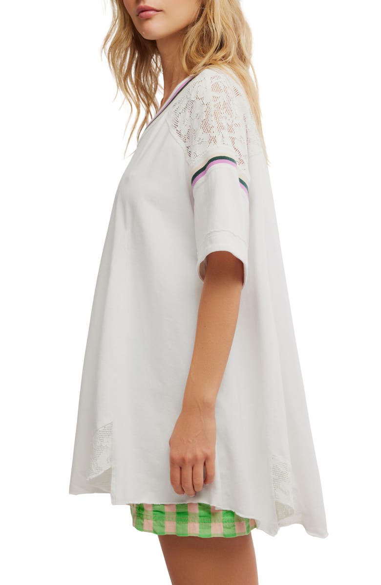 Free People Lace Detail Oversize Cotton Top, Alternate, color, Ivory Combo