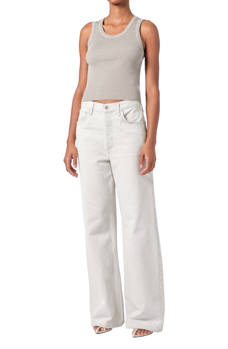 AGOLDE Poppy Shrunken Rib Tank, Alternate, color, Drab