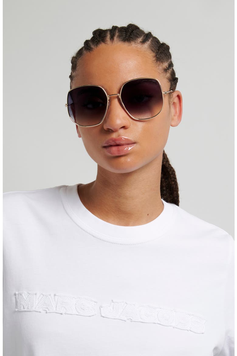 59mm Gradient Square Sunglasses, Alternate, color, GOLD BLACK/ DARK GREY