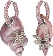Tory Burch Curiosity Shell Drop Pavé Hoop Earrings