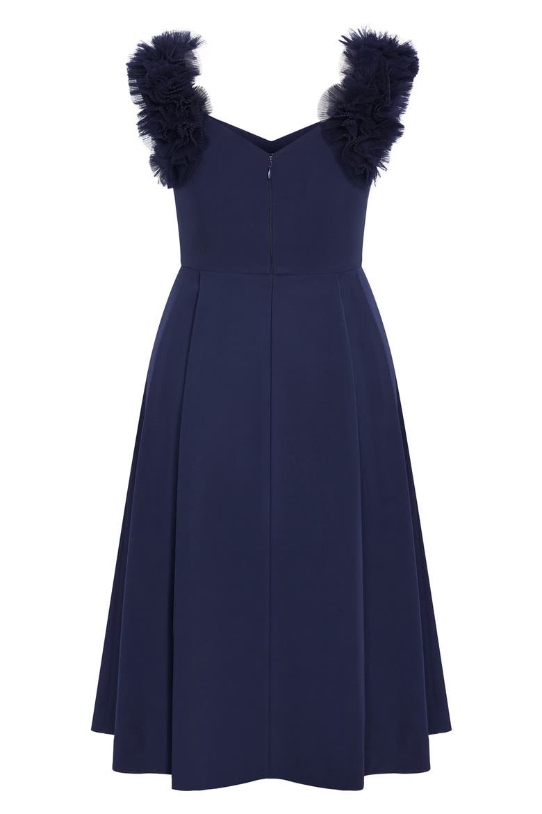 Roselyn Fit & Flare Stretch Crepe Cocktail Dress, Alternate, color, NAVY