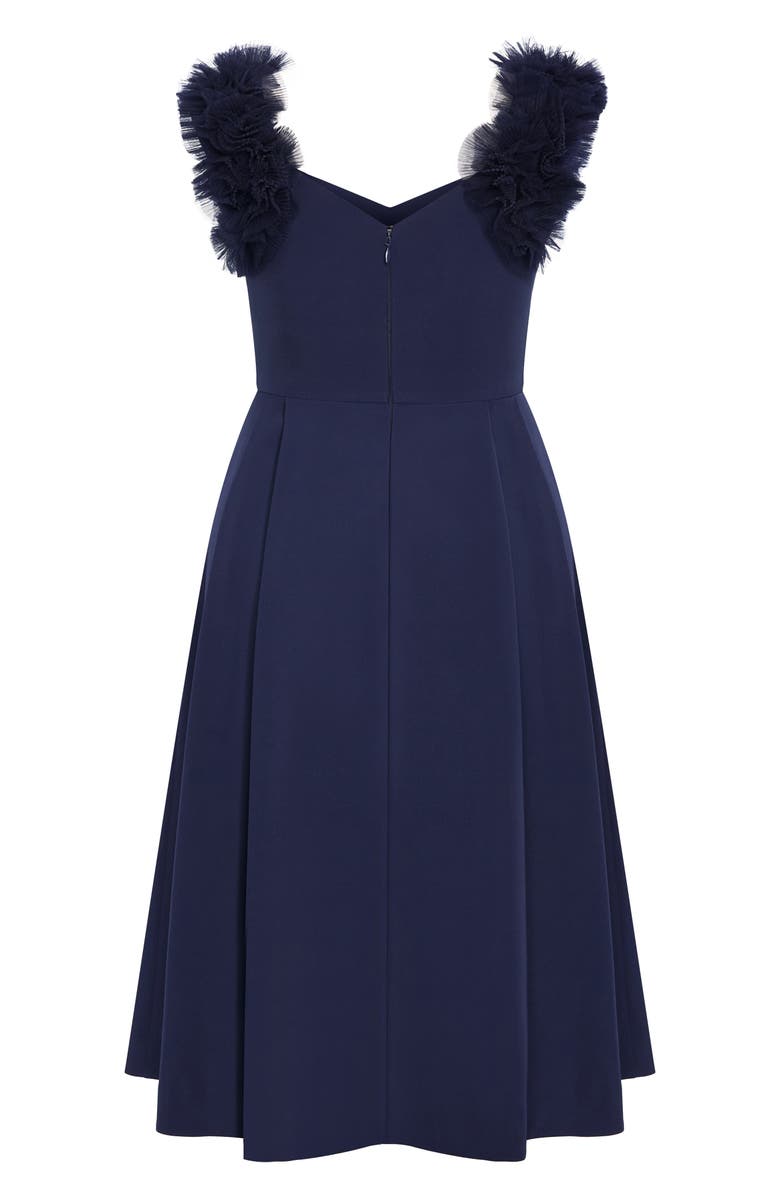 City Chic Roselyn Fit & Flare Stretch Crepe Cocktail Dress, Alternate, color, Navy