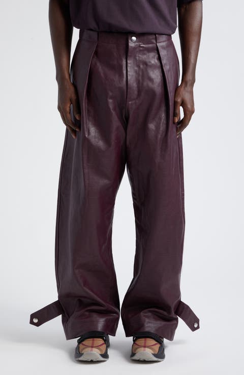 Pleated Leather Trousers