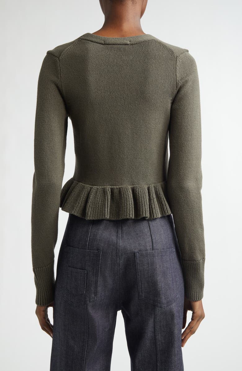 Cecilie Bahnsen Prisca Cotton & Silk Cardigan, Alternate, color, Olive Cotton Silk Blend