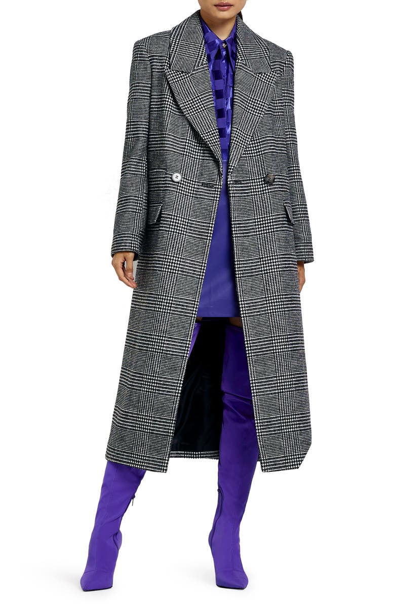 River Island '80s Straight Double Breasted Coat, Main, color, 