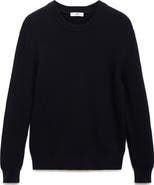 MANGO Fine Rib Knit Cotton Crewneck Sweater