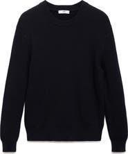 MANGO Fine Rib Knit Cotton Crewneck Sweater