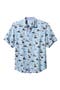 Atlantica Print Short Sleeve Silk Button-Up Shirt