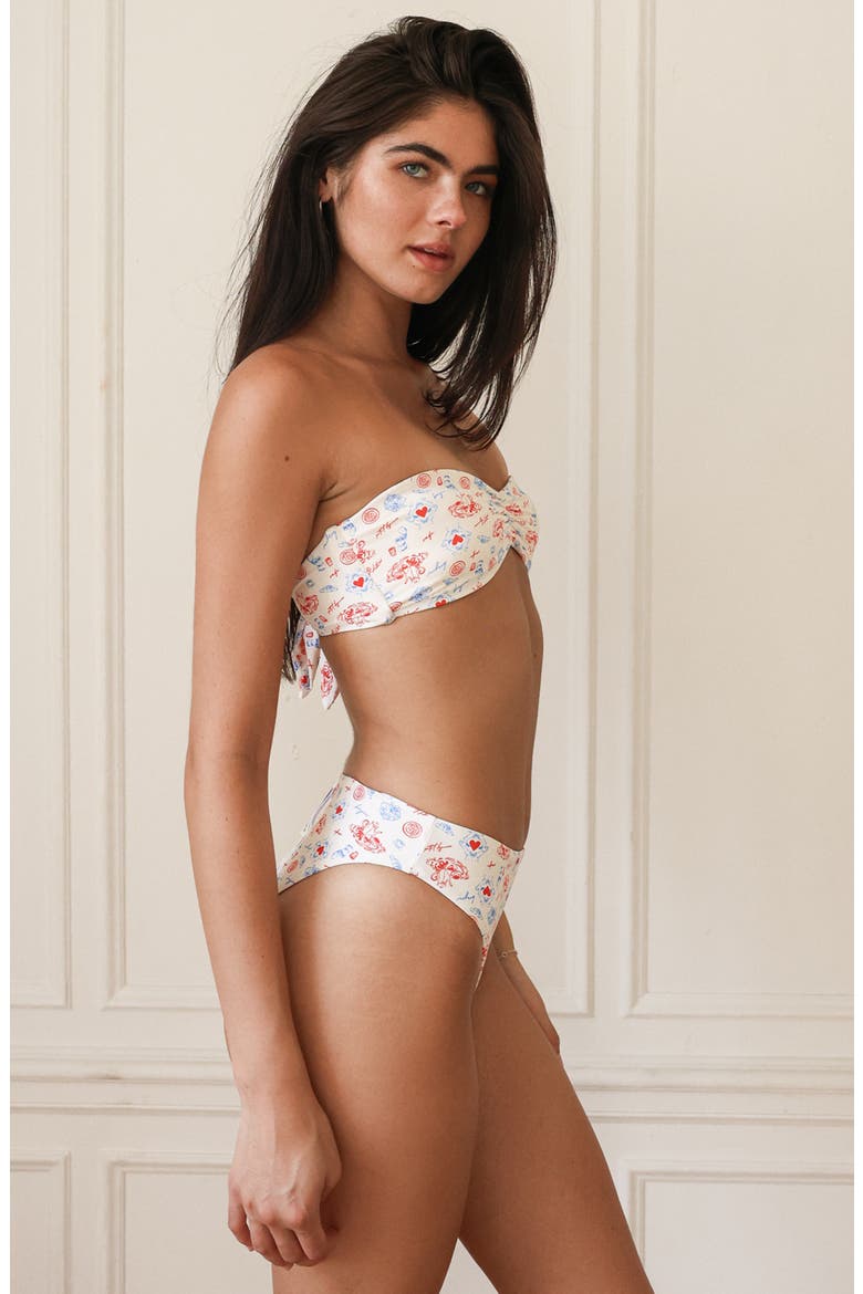 Seashore High Waist Cheeky Bikini Bottom, Alternate, color, Bonjour