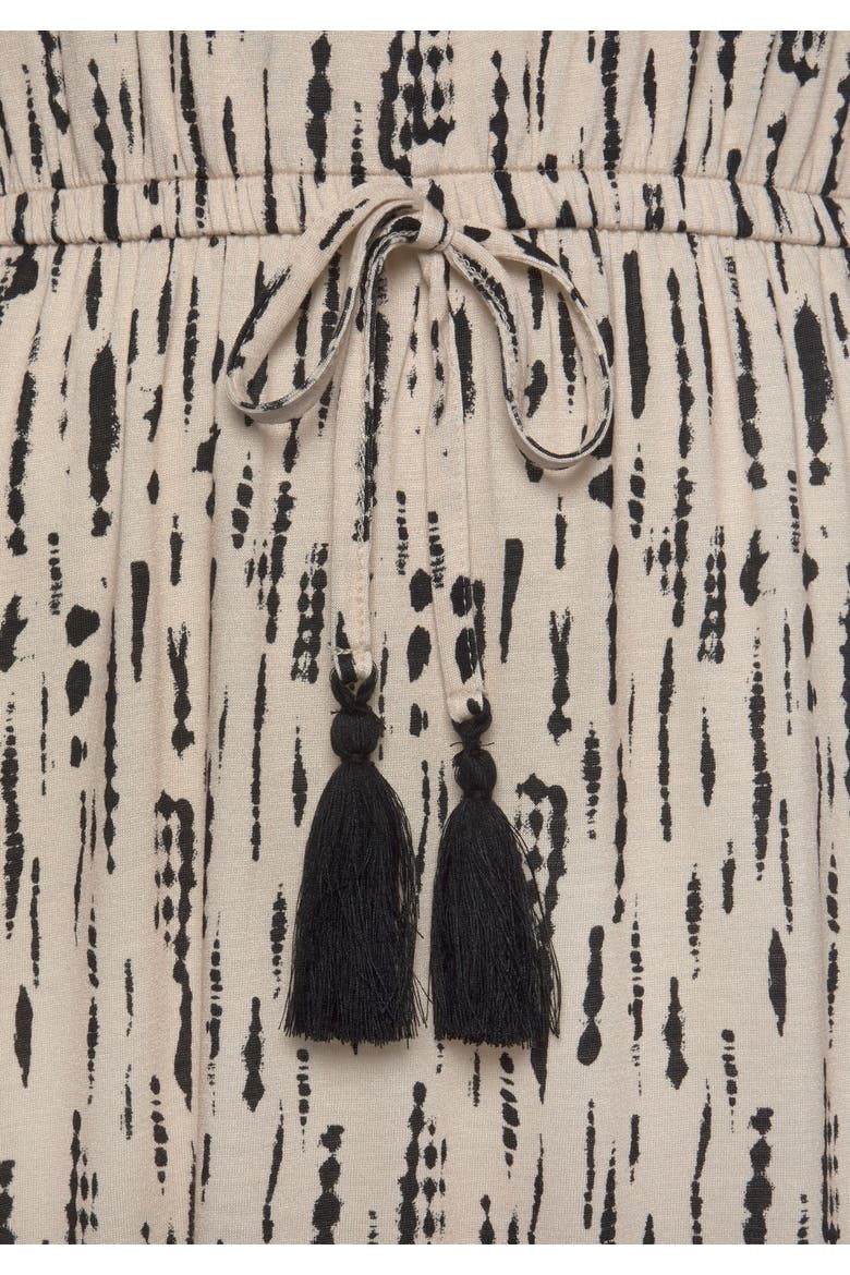 Sleeveless Printed V-Neck Dress, Alternate, color, Black & Beige
